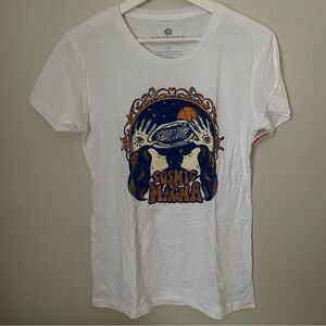 Stunner California T-Shirt White Graphic Cosmic Magma Casual Crew Neck